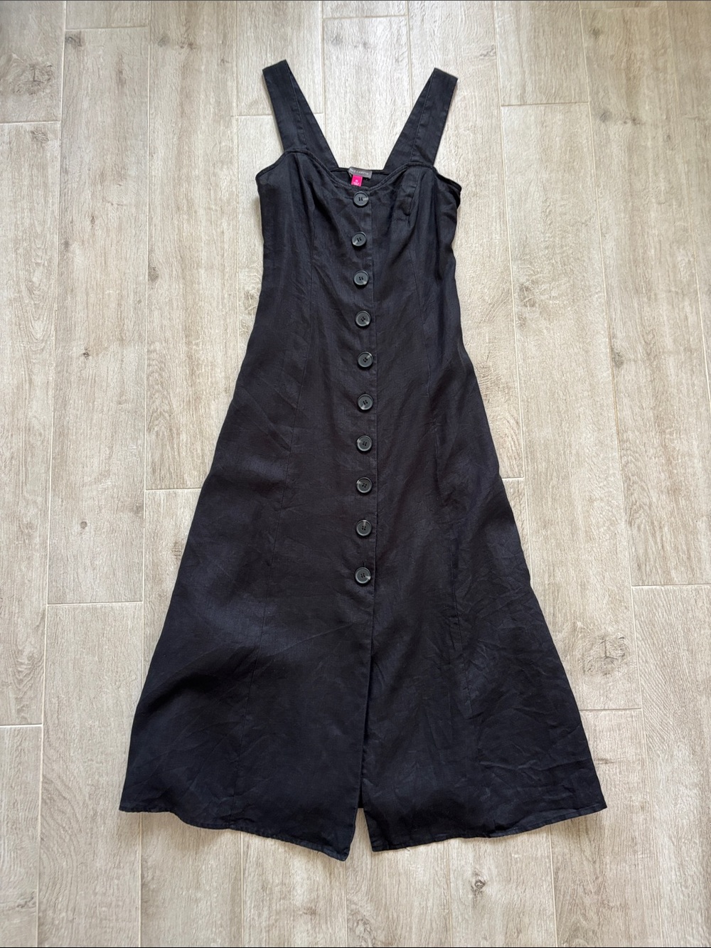 Vince Camuto Black Button-Front Maxi Dress with Wide Straps